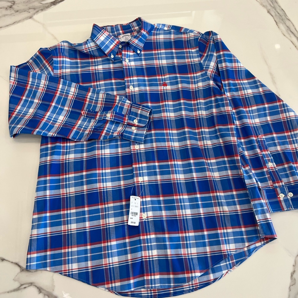 Mens Brooks brothers long sleeve button down, plaid , XL new with tags!